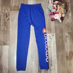 Gold Medal Colorado Flag Royal Blue Fleece-lined Leggings Women's Size S/M
